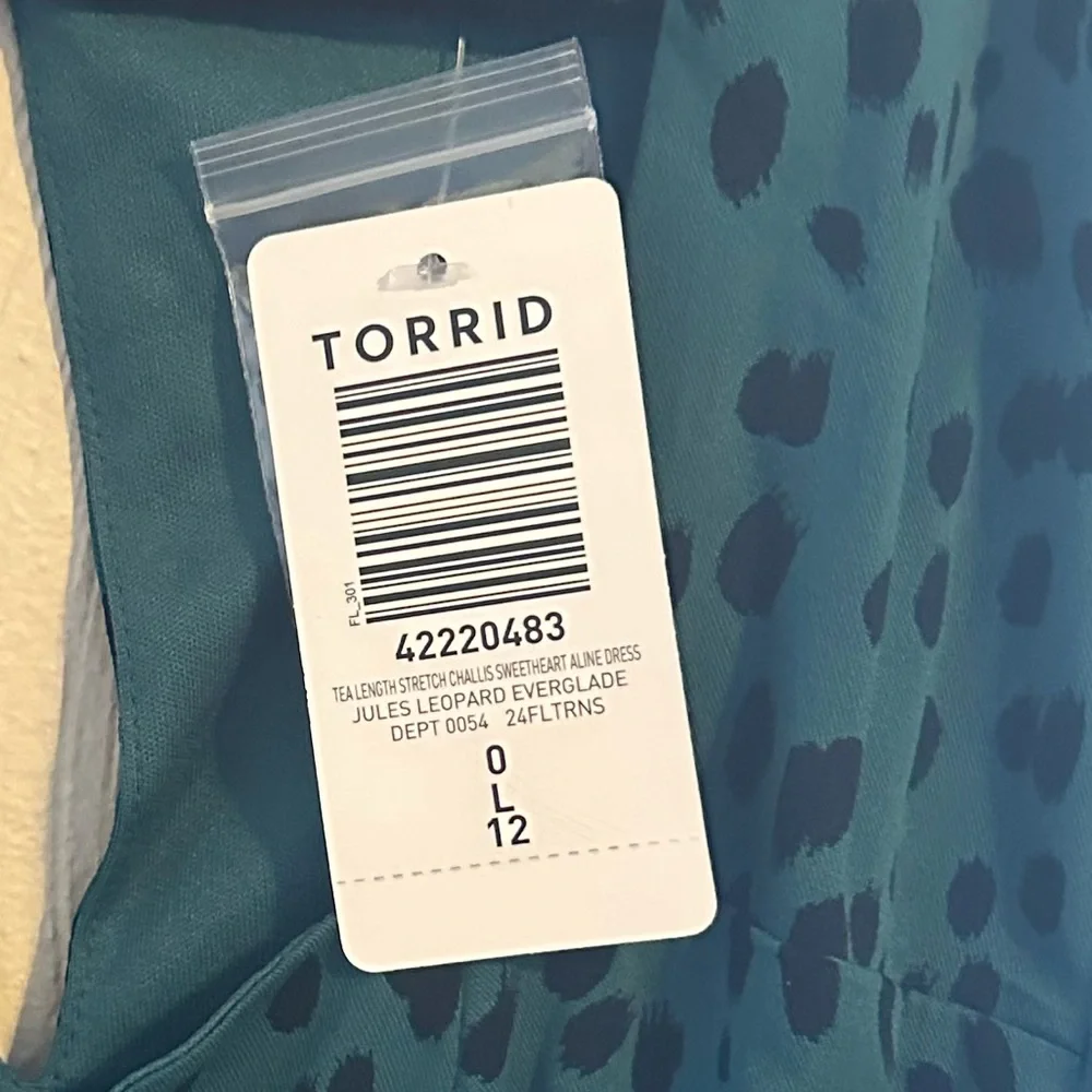 Torrid Teal and Black Spotted Midi Dress - Picture 3 of 3